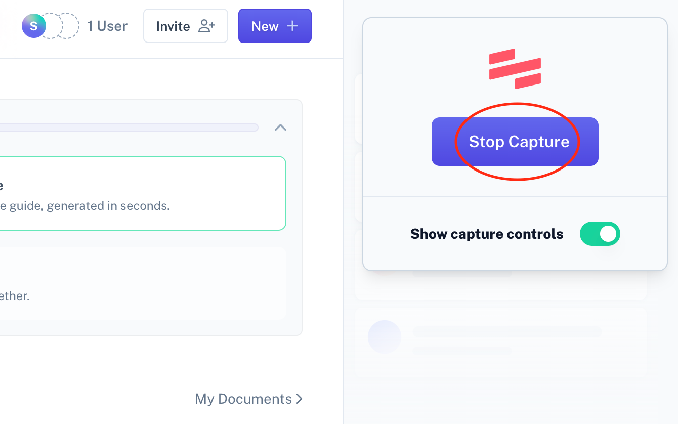 Stop captureing to generate a guide - Onboarding Guide Maker