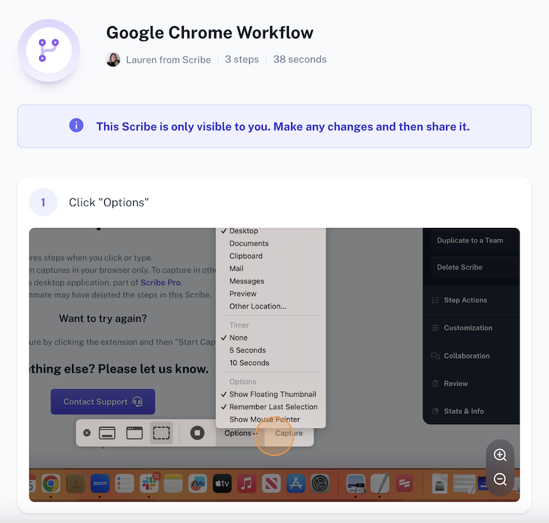 Google Chrome Workflow Scribe - Desktop Capture